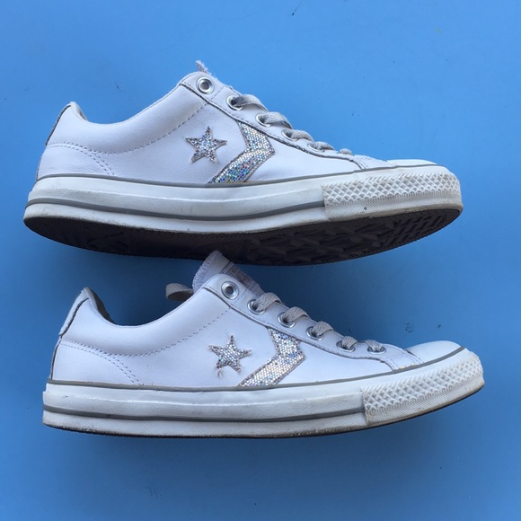 converse star player white leather